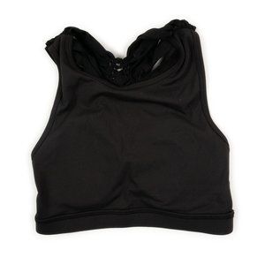 Black racerback sports bra with removable pads